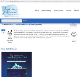 7th Royan International CryoBioEngineering Symposium on the Website of the Society for Cryobiology
